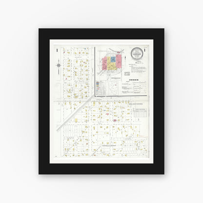 Old map wall art mockup — black gallery frame with white mat — Sanborn Fire Insurance Map from Gardner, Grundy County, Illinois (1932) - Complete Map Set