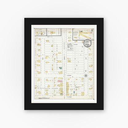 Old map wall art mockup — black gallery frame with white mat — Sanborn Fire Insurance Map from Atwood, Douglas And Piatt Counties, Illinois (1899) - Complete Map Set