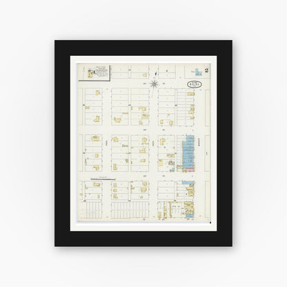 Old map wall art mockup — black gallery frame with white mat — Sanborn Fire Insurance Map from Baird, Callahan County, Texas (1896), Sheet #0002