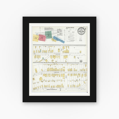 Old map wall art mockup — black gallery frame with white mat — Sanborn Fire Insurance Map from Glen Lyon, Luzerne County, Pennsylvania (1903) - Complete Map Set