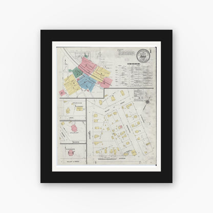 Old map wall art mockup — black gallery frame with white mat — Sanborn Fire Insurance Map from Anna, Union County, Illinois (1910) - Complete Map Set