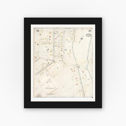 Old map wall art mockup — black gallery frame with white mat — Sanborn Fire Insurance Map from Del Rio, Val Verde County, Texas (1948), Sheet #0021