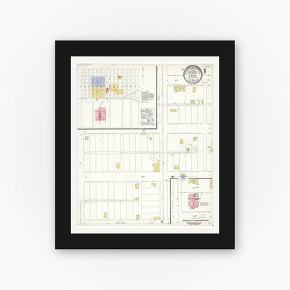 Old map wall art mockup — black gallery frame with white mat — Sanborn Fire Insurance Map from Chino, San Bernardino County, California (1907), Sheet #0001
