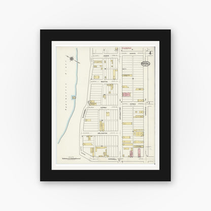 Old map wall art mockup — black gallery frame with white mat — Sanborn Fire Insurance Map from Hopewell, Independent Cities, Virginia (1921), Sheet #0004