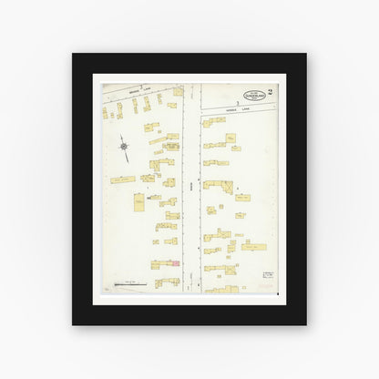 Old map wall art mockup — black gallery frame with white mat — Sanborn Fire Insurance Map from Sunderland, Franklin County, Massachusetts (1915), Sheet #0002