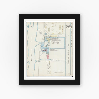Old map wall art mockup — black gallery frame with white mat — Sanborn Fire Insurance Map from Lockport, Will County, Illinois (1886), Sheet #0004