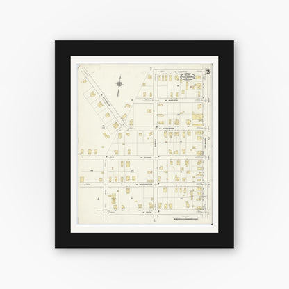 Old map wall art mockup — black gallery frame with white mat — Sanborn Fire Insurance Map from Paulsboro, Gloucester County, New Jersey (1915), Sheet #0002