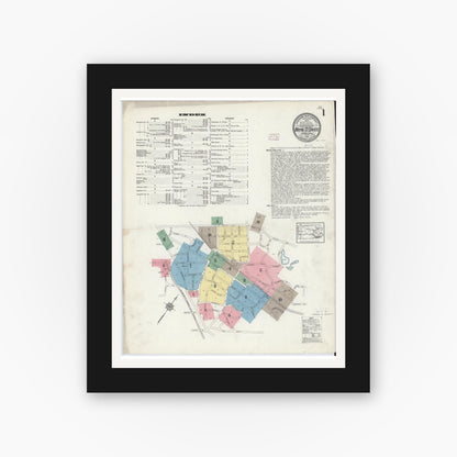 Old map wall art mockup — black gallery frame with white mat — Sanborn Fire Insurance Map from Wayne, Delaware County, Pennsylvania (1914) - Complete Map Set