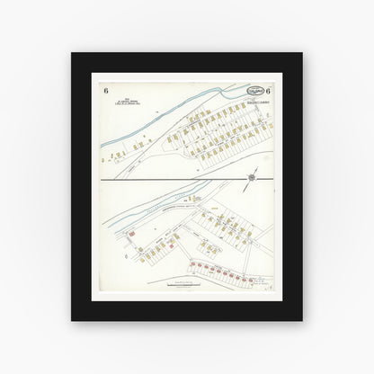 Old map wall art mockup — black gallery frame with white mat — Sanborn Fire Insurance Map from Coaldale, Schuylkill County, Pennsylvania (1923), Sheet #0006