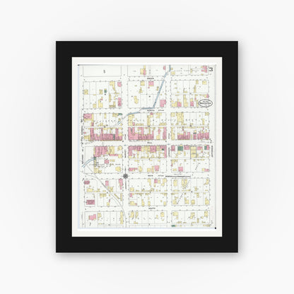 Old map wall art mockup — black gallery frame with white mat — Sanborn Fire Insurance Map from Mascoutah, Saint Clair County, Illinois (1910), Sheet #0003