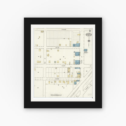 Old map wall art mockup — black gallery frame with white mat — Sanborn Fire Insurance Map from Holmestead, Dade County, Florida (1920), Sheet #0002