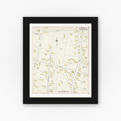 Old map wall art mockup — black gallery frame with white mat — Sanborn Fire Insurance Map from Chatham, Barnstable County, Massachusetts (1915), Sheet #0004