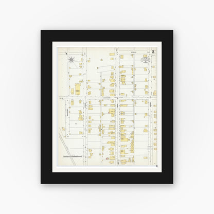 Old map wall art mockup — black gallery frame with white mat — Sanborn Fire Insurance Map from Avoca, Luzerne County, Pennsylvania (1903), Sheet #0003