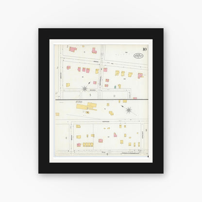Old map wall art mockup — black gallery frame with white mat — Sanborn Fire Insurance Map from Sewickley, Allegheny County, Pennsylvania (1905), Sheet #0010