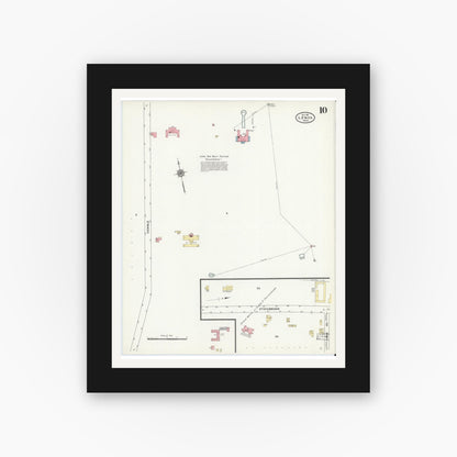 Old map wall art mockup — black gallery frame with white mat — Sanborn Fire Insurance Map from Lenox, Berkshire County, Massachusetts (1911), Sheet #0010