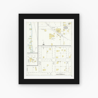 Old map wall art mockup — black gallery frame with white mat — Sanborn Fire Insurance Map from Mount Dora, Lake County, Florida (1912), Sheet #0002