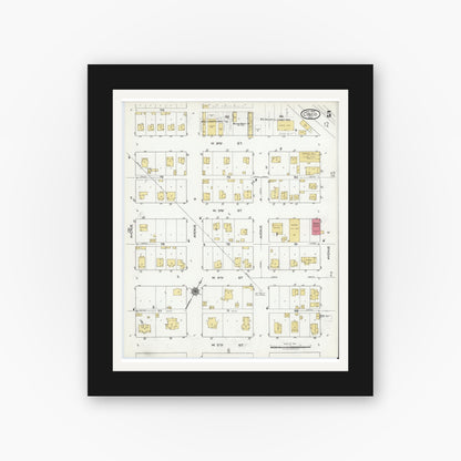 Old map wall art mockup — black gallery frame with white mat — Sanborn Fire Insurance Map from Cisco, Eastland County, Texas (1920), Sheet #0005