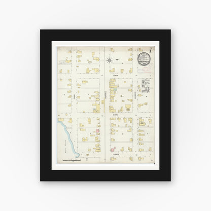 Old map wall art mockup — black gallery frame with white mat — Sanborn Fire Insurance Map from Morehead City, Carteret County, North Carolina (1898) - Complete Map Set