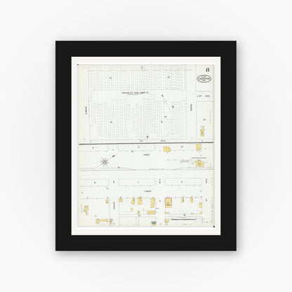 Old map wall art mockup — black gallery frame with white mat — Sanborn Fire Insurance Map from Crookston, Polk County, Minnesota (1900), Sheet #0008