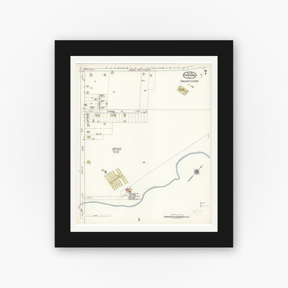 Old map wall art mockup — black gallery frame with white mat — Sanborn Fire Insurance Map from Chatham, Morris County, New Jersey (1921), Sheet #0007