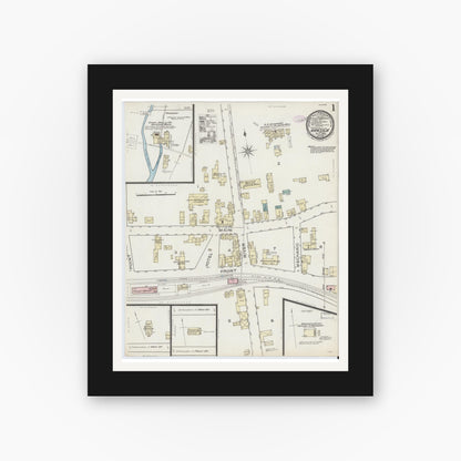 Old map wall art mockup — black gallery frame with white mat — Sanborn Fire Insurance Map from Hancock, Delaware County, New York (1886) - Complete Map Set