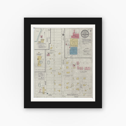 Old map wall art mockup — black gallery frame with white mat — Sanborn Fire Insurance Map from Concordia, Lafayette County, Missouri (1909) - Complete Map Set