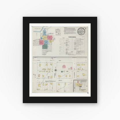 Old map wall art mockup — black gallery frame with white mat — Sanborn Fire Insurance Map from Sleepy Eye, Brown County, Minnesota (1909) - Complete Map Set
