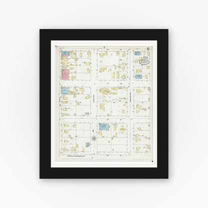 Old map wall art mockup — black gallery frame with white mat — Sanborn Fire Insurance Map from Lockport, Will County, Illinois (1897), Sheet #0006