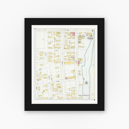 Old map wall art mockup — black gallery frame with white mat — Sanborn Fire Insurance Map from Cheboygan, Cheboygan County, Michigan (1900), Sheet #0007