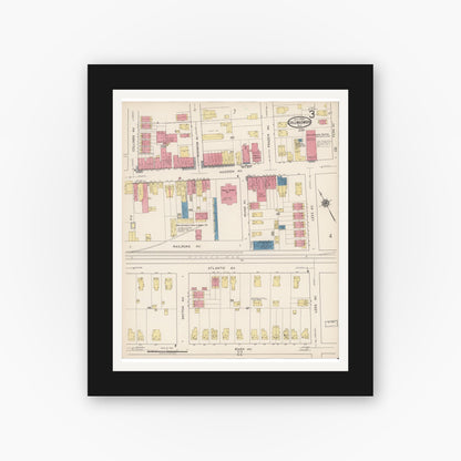 Old map wall art mockup — black gallery frame with white mat — Sanborn Fire Insurance Map from Collingswood, Camden County, New Jersey (1922), Sheet #0003
