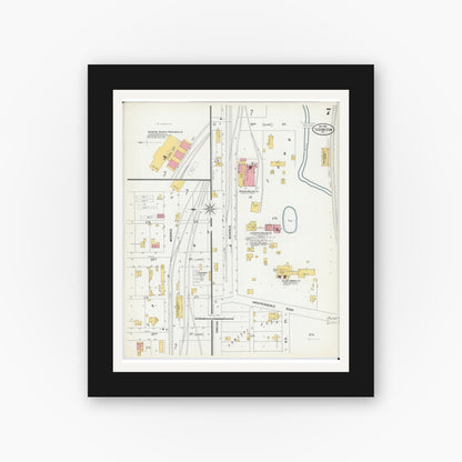 Old map wall art mockup — black gallery frame with white mat — Sanborn Fire Insurance Map from Lexington, Lafayette County, Missouri (1900), Sheet #0007