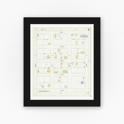 Old map wall art mockup — black gallery frame with white mat — Sanborn Fire Insurance Map from Green Cove Springs, Clay County, Florida (1903), Sheet #0004