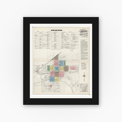 Old map wall art mockup — black gallery frame with white mat — Sanborn Fire Insurance Map from Monroe, Green County, Wisconsin (1915) - Complete Map Set