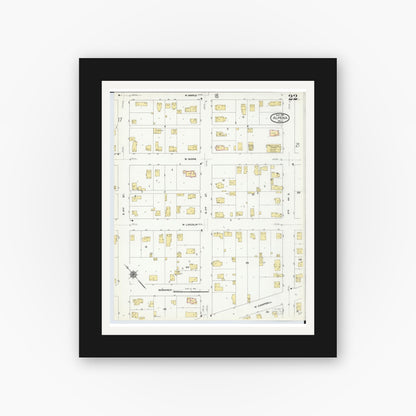 Old map wall art mockup — black gallery frame with white mat — Sanborn Fire Insurance Map from Alpena, Alpena County, Michigan (1910), Sheet #0022