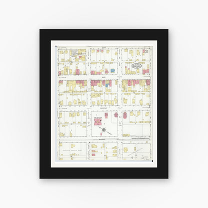 Old map wall art mockup — black gallery frame with white mat — Sanborn Fire Insurance Map from Dresden, Muskingum County, Ohio (1918), Sheet #0003