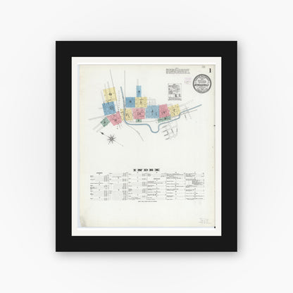 Old map wall art mockup — black gallery frame with white mat — Sanborn Fire Insurance Map from Reynoldsville, Jefferson County, Pennsylvania (1906) - Complete Map Set
