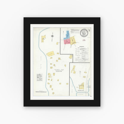 Old map wall art mockup — black gallery frame with white mat — Sanborn Fire Insurance Map from Tully, Onondaga County, New York (1911) - Complete Map Set