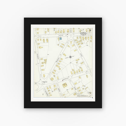 Old map wall art mockup — black gallery frame with white mat — Sanborn Fire Insurance Map from Hyde Park, Norfolk County, Massachusetts (1911), Sheet #0006