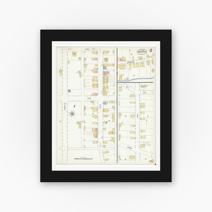 Old map wall art mockup — black gallery frame with white mat — Sanborn Fire Insurance Map from Weissport, Carbon County, Pennsylvania (1908), Sheet #0002