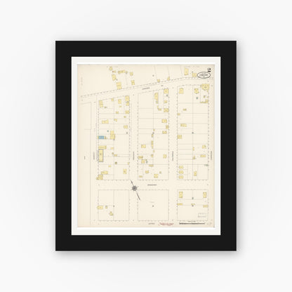 Old map wall art mockup — black gallery frame with white mat — Sanborn Fire Insurance Map from Concord, Contra Costa County, California (1917), Sheet #0002