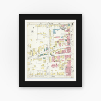 Old map wall art mockup — black gallery frame with white mat — Sanborn Fire Insurance Map from Morristown, Morris County, New Jersey (1909) - Complete Map Set