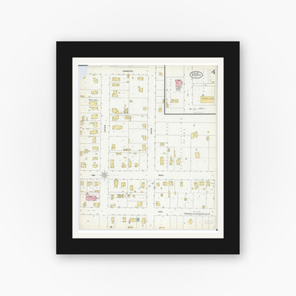 Old map wall art mockup — black gallery frame with white mat — Sanborn Fire Insurance Map from Seneca, La Salle County, Illinois (1907), Sheet #0004
