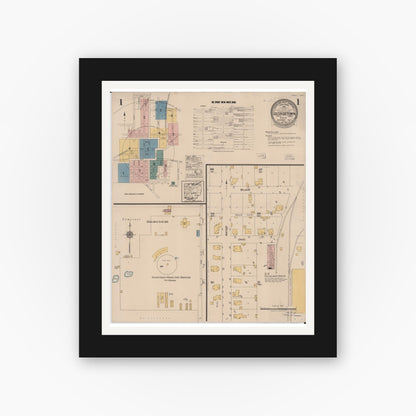 Old map wall art mockup — black gallery frame with white mat — Sanborn Fire Insurance Map from Georgetown, Brown County, Ohio (1922) - Complete Map Set