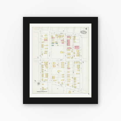 Old map wall art mockup — black gallery frame with white mat — Sanborn Fire Insurance Map from Homestead, Allegheny County, Pennsylvania (1896), Sheet #0004