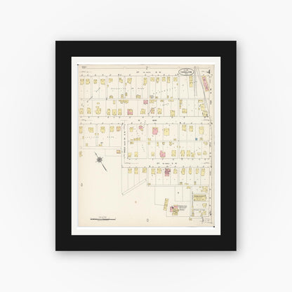 Old map wall art mockup — black gallery frame with white mat — Sanborn Fire Insurance Map from Carrollton, Carroll County, Ohio (1921), Sheet #0004