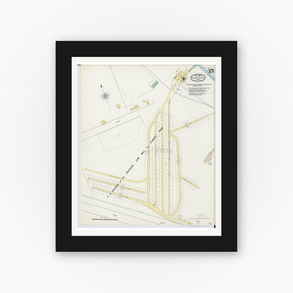 Old map wall art mockup — black gallery frame with white mat — Sanborn Fire Insurance Map from Cadillac, Wexford County, Michigan (1895), Sheet #0015