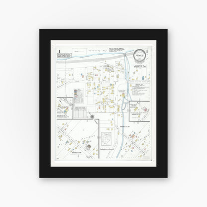 Old map wall art mockup — black gallery frame with white mat — Sanborn Fire Insurance Map from Venice, Erie County, Ohio (1951), Sheet #0001