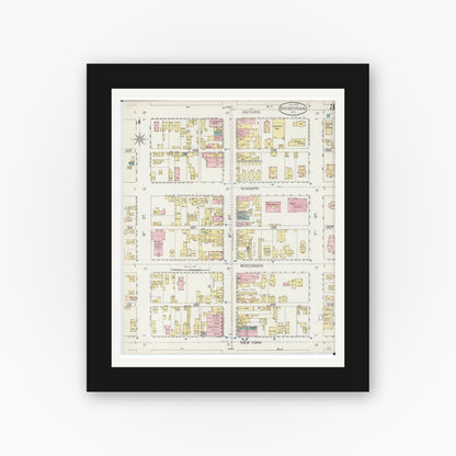 Old map wall art mockup — black gallery frame with white mat — Sanborn Fire Insurance Map from Sheboygan, Sheboygan County, Wisconsin (1887), Sheet #0003