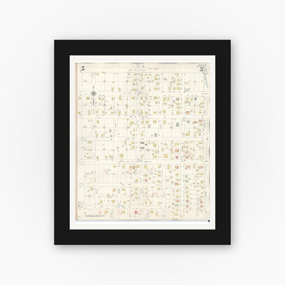 Old map wall art mockup — black gallery frame with white mat — Sanborn Fire Insurance Map from Snyder, Scurry County, Texas (1942), Sheet #0005