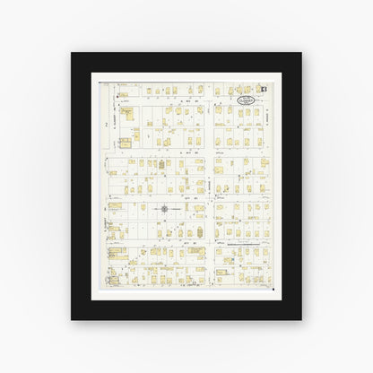 Old map wall art mockup — black gallery frame with white mat — Sanborn Fire Insurance Map from Cloquet, Carlton County, Minnesota (1911), Sheet #0013